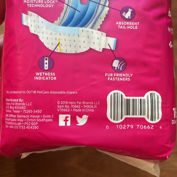 2 packs of OUT! Petcare comfort-dri disposable diapers for female dogs - Picture 7 of 11